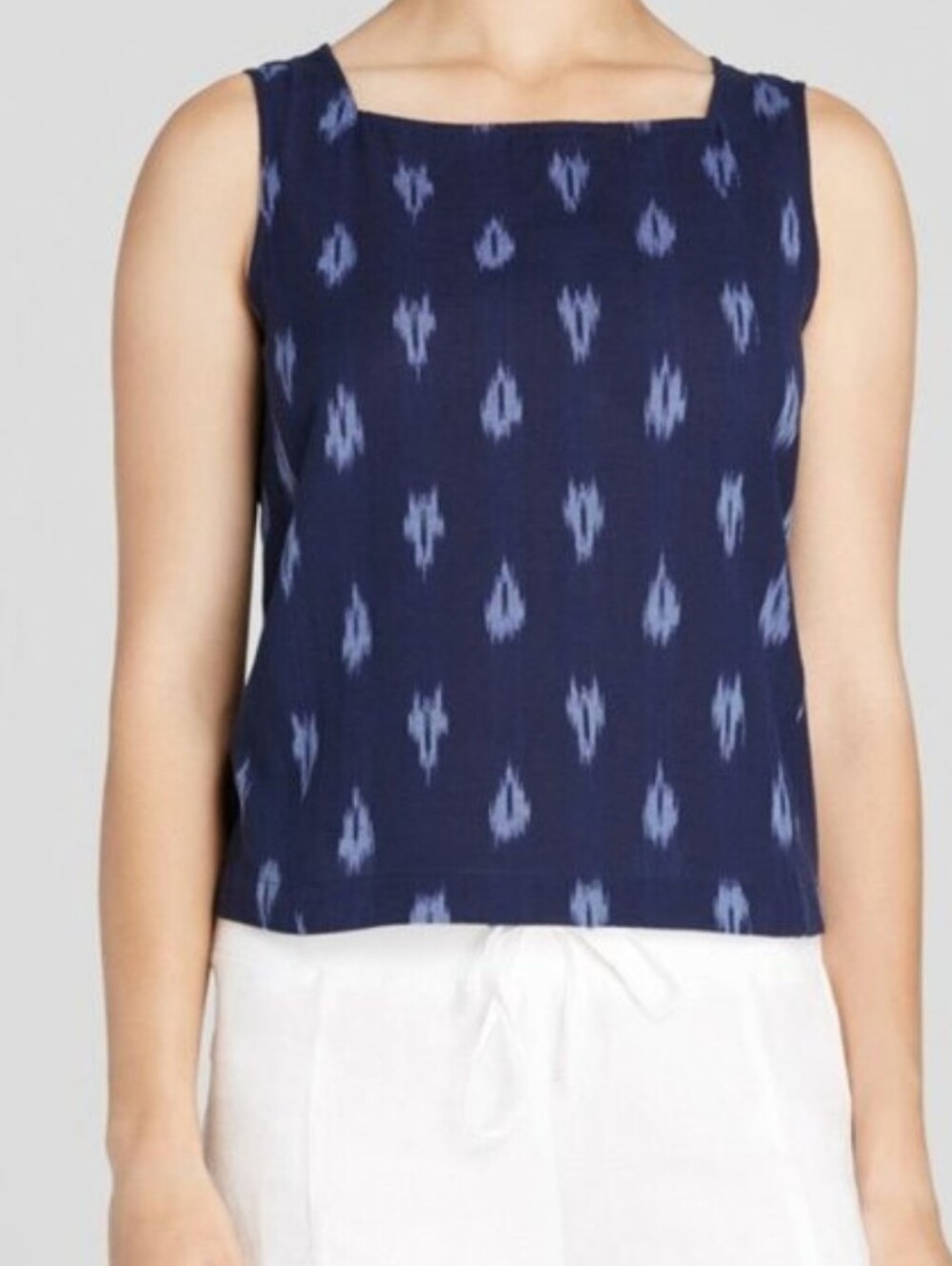 NWT Eileen Fisher Square Neck Cropped Shell Top Size Small Navy